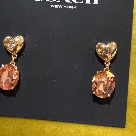 Coach Heart Stone Drop Earrings - Picture 7 of 8